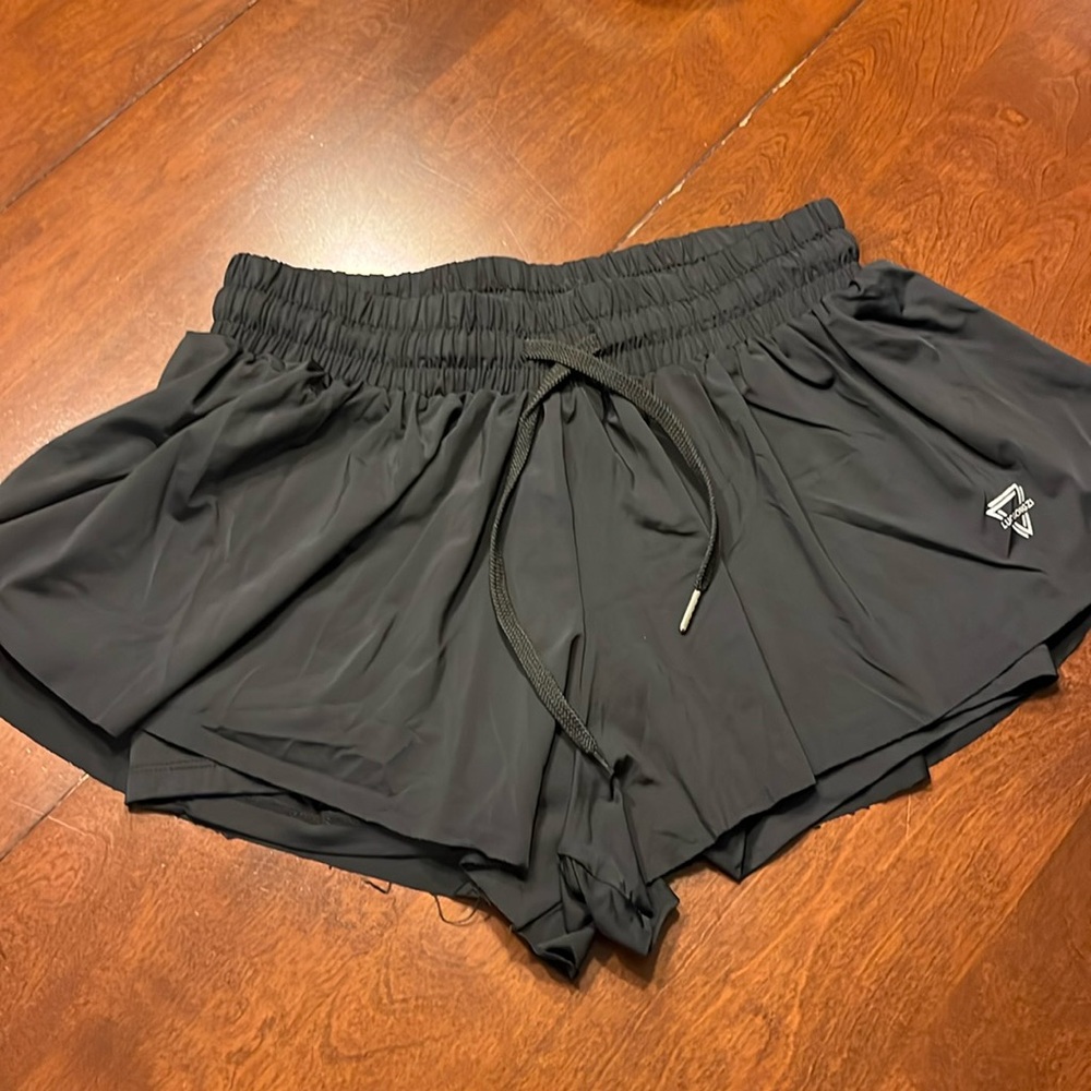 Black flowy athletic shorts